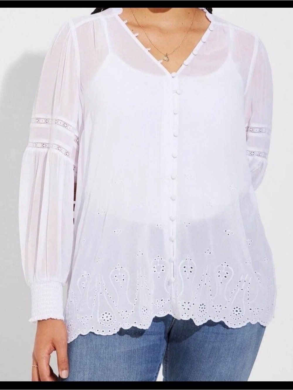 #S1 NWT Torrid 1(1X) Chiffon Women's White Flowy Oversized Lightweight Cover Up